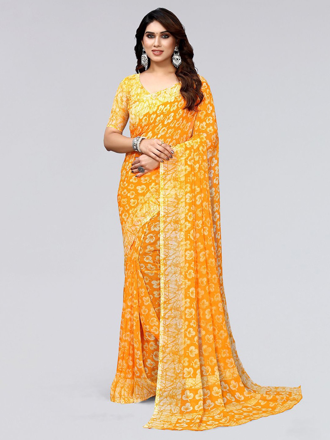 

KALINI Floral Printed Saree, Yellow