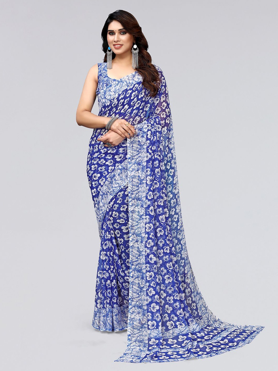 

KALINI Floral Printed Saree, Blue