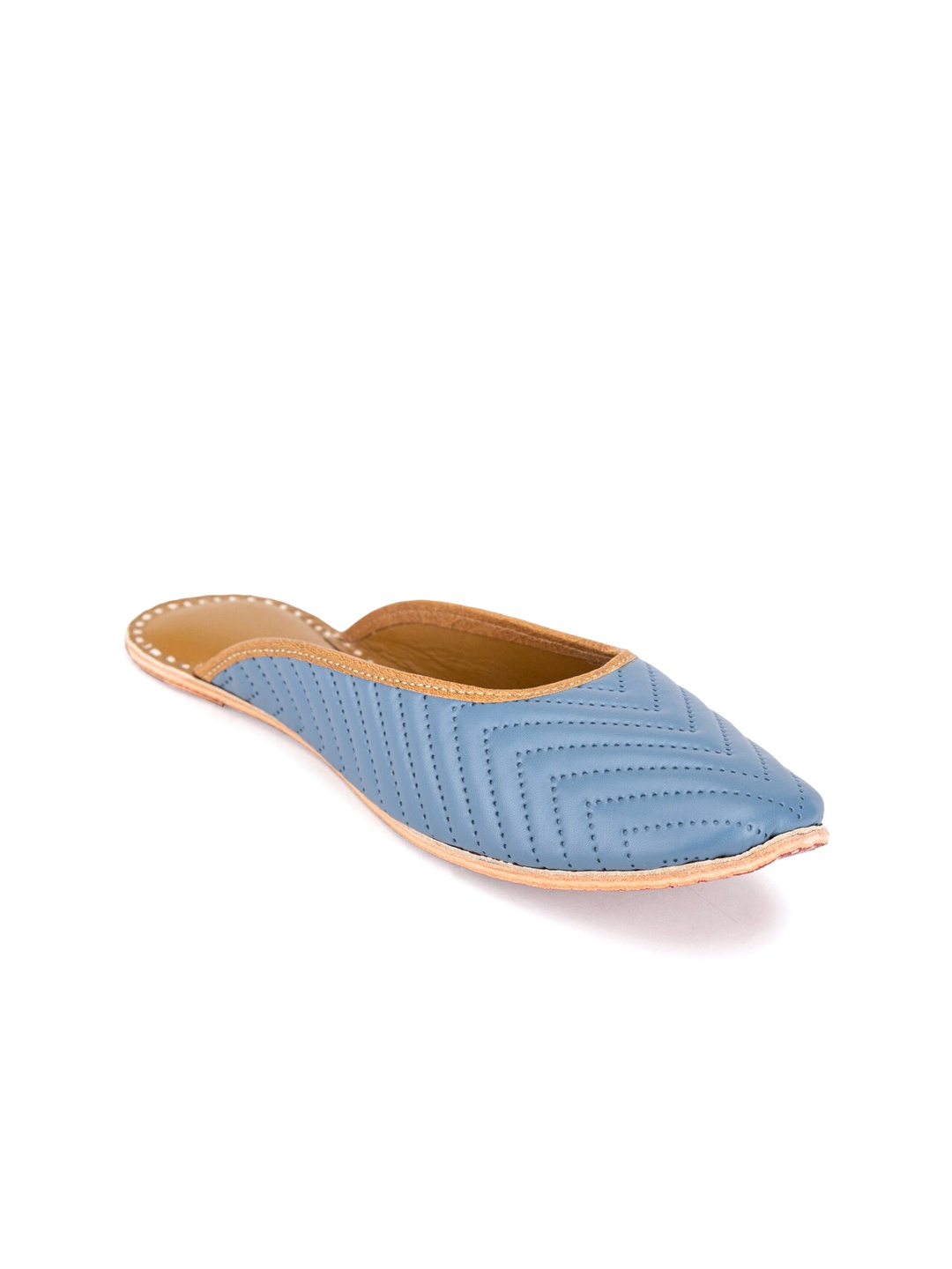 

5 ELEMENTS Textured Square Toe Mules, Blue