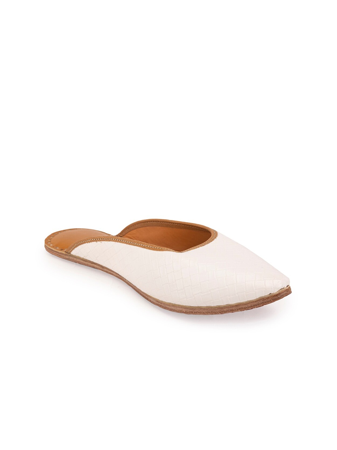 

5 ELEMENTS Textured Pointed Toe Mules, White