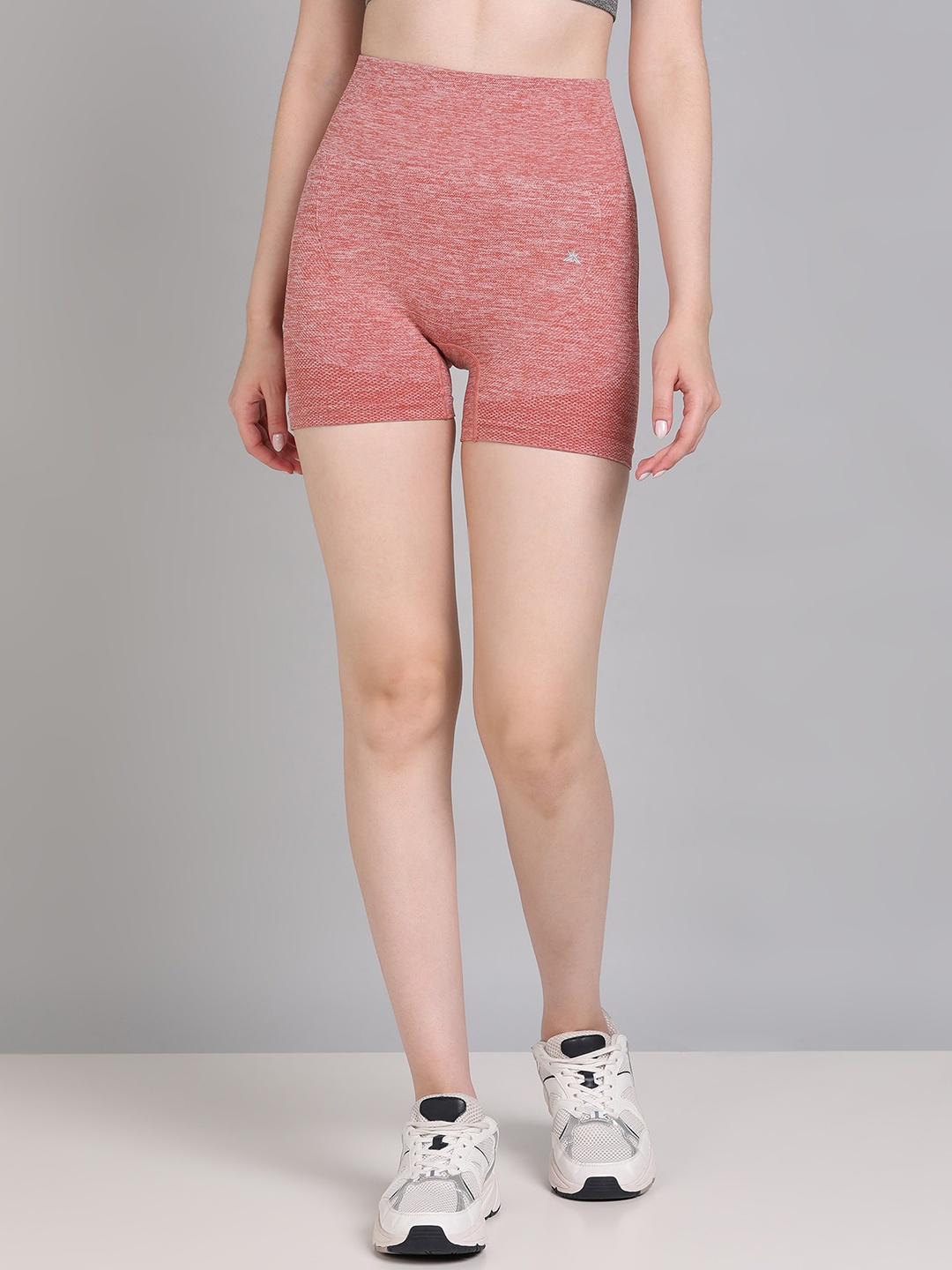 

KOBO Women Slim Fit High-Rise Training or Gym Sports Shorts With Rapid-Dry, Red