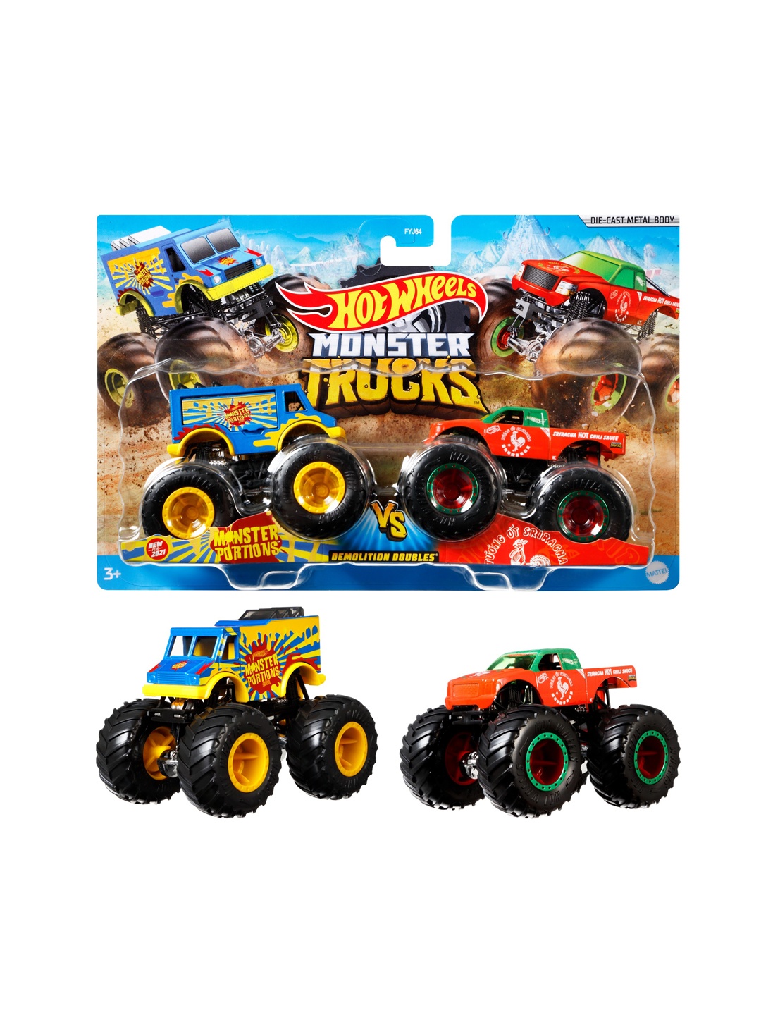 

Hot Wheels Assorted Set of 2 Monster Demolition Trucks For Age 3+, Multi