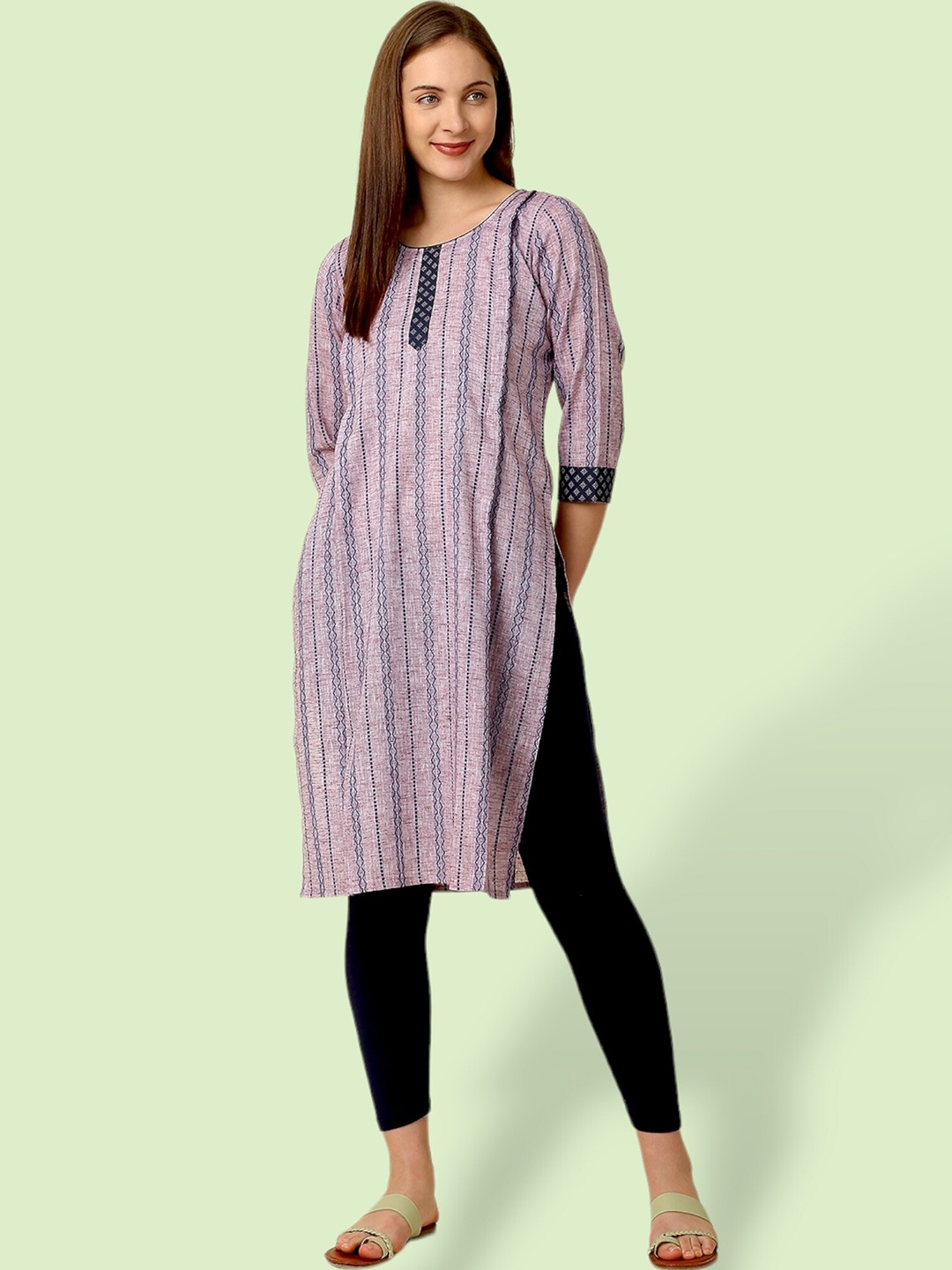 

True Shape Geometric Printed Maternity Straight Kurta, Purple