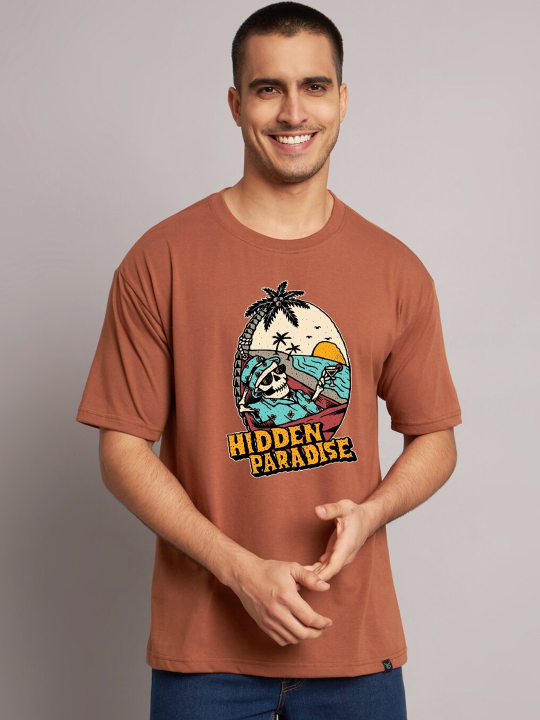 

The Modern Soul Men Coffee Brown Typography Printed T-shirt