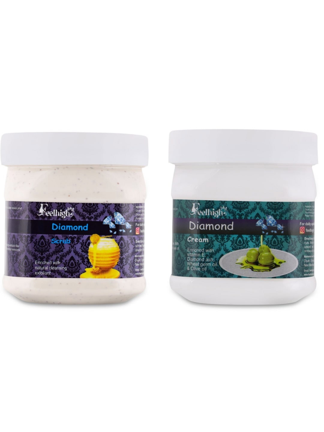 

FEELHIGH Set Of 2 Diamond Scrub & Cream - 500 ml Each, White