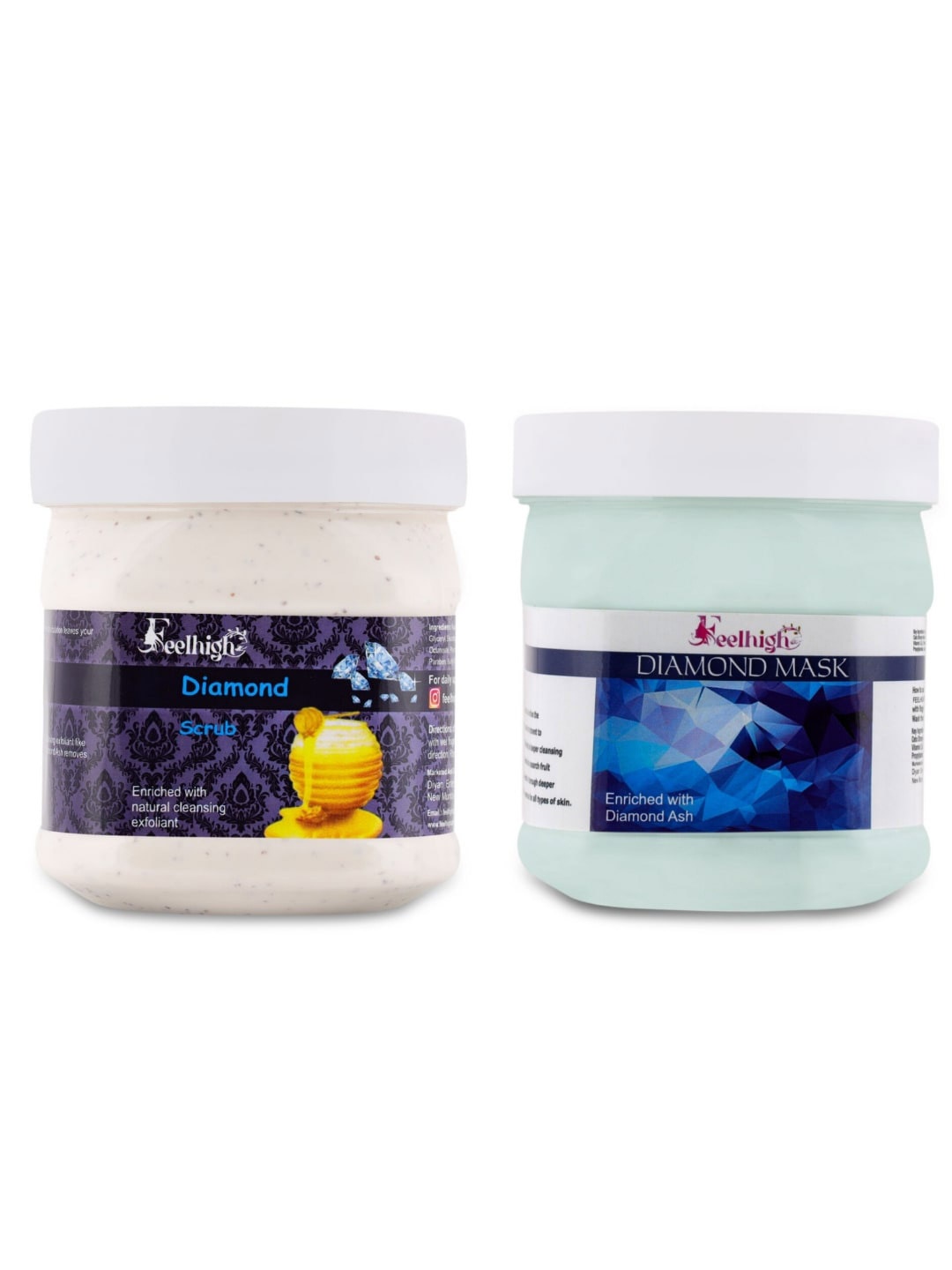 

FEELHIGH Set Of 2 Diamond Face Scrub & Mask - 500ml Each, White