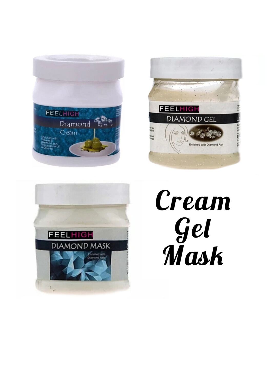 

FEELHIGH Diamond Gel & Diamond Cream & Diamond Mask - 500 ml Each, Multi