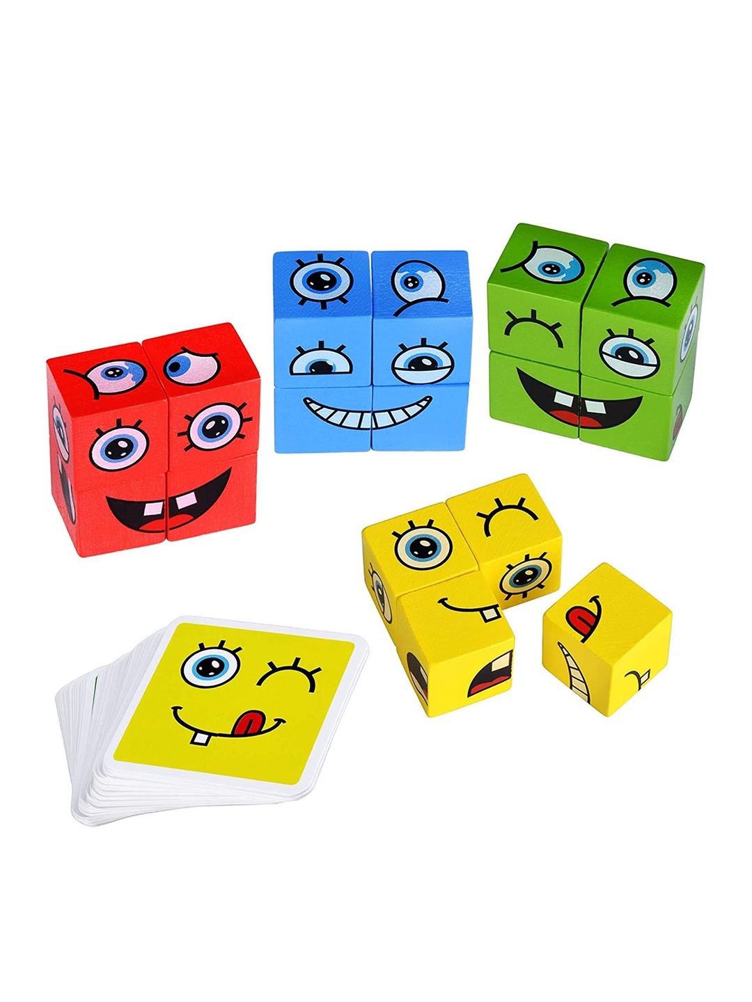 

BAYBEE Kids Wooden 3D Expression Puzzle Building Blocks, Red