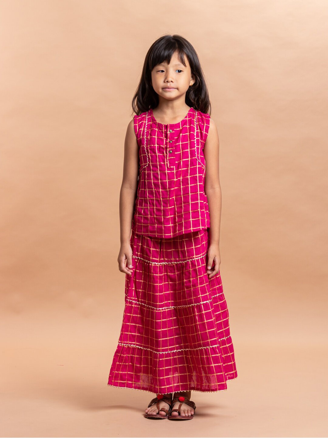 

Sangria Girls Printed Pure Cotton Lehenga With Choli, Pink