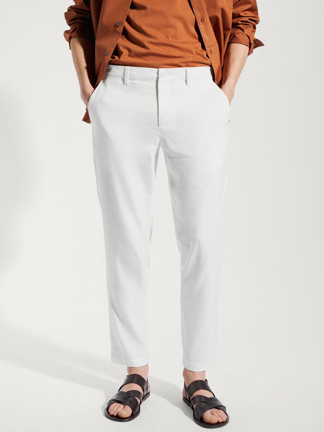 

MANGO MAN Solid Trousers, White