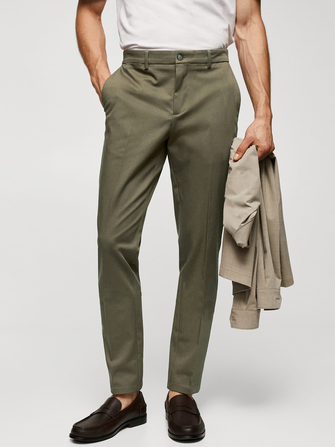 

MANGO MAN Slim Fit Chinos Trousers, Brown