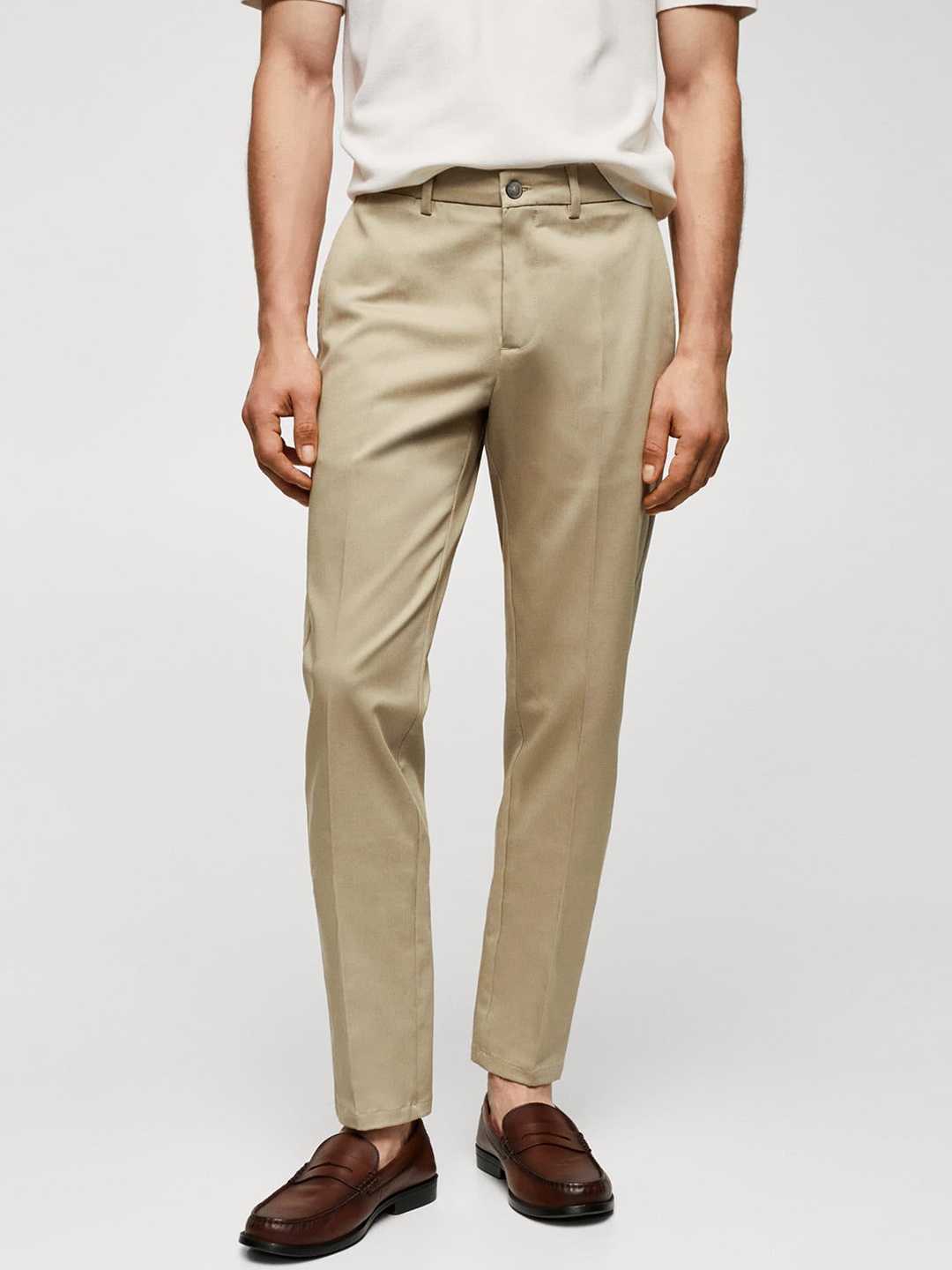 

MANGO MAN Slim Fit Chinos Trousers, Beige