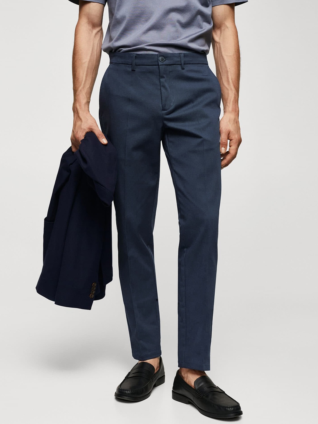 

MANGO MAN Slim Fit Chinos, Navy blue