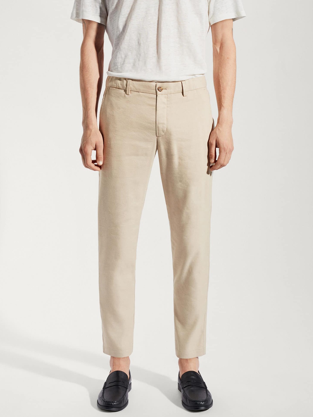

MANGO MAN Slim Fit Trousers, Beige