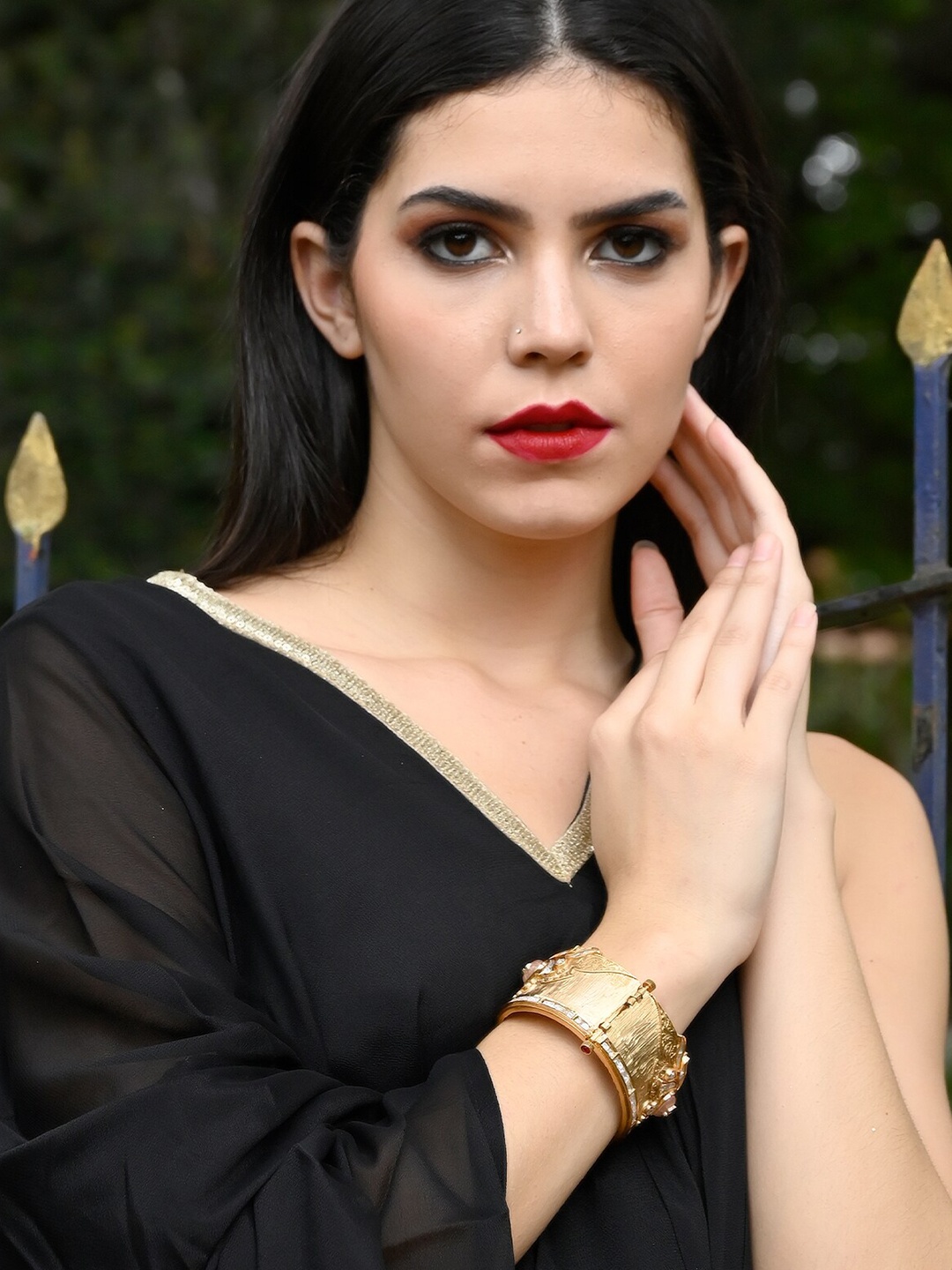 

ODETTE Gold-Plated Stone-Studded Bangle Style Bracelet