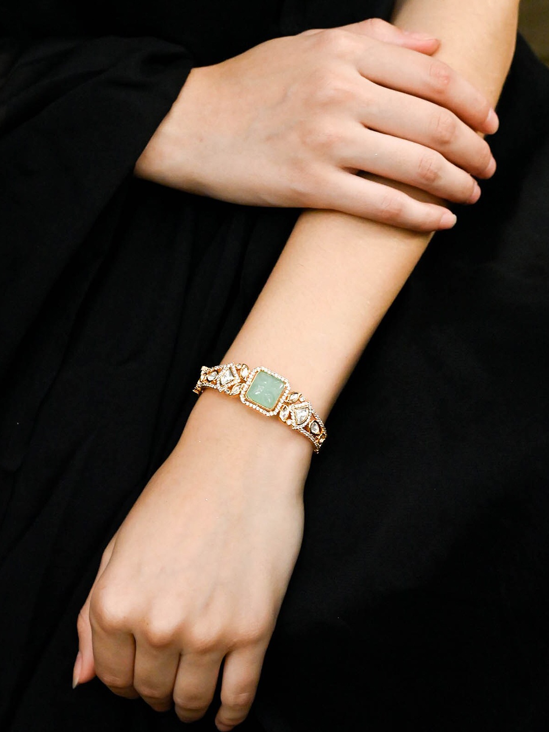 

ODETTE Gold-Plated Stone-Studded Bangle Style Bracelet