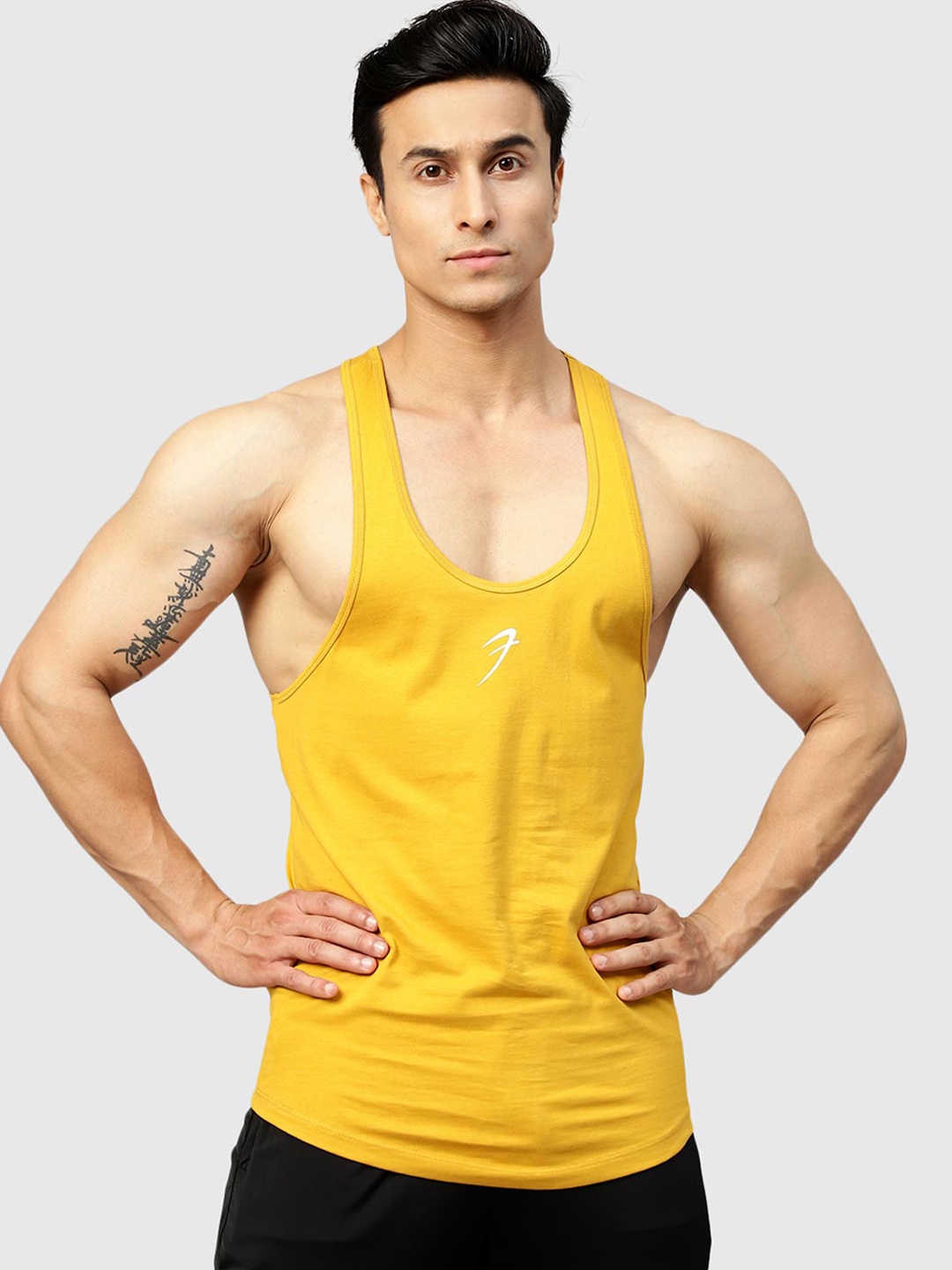 

FUAARK Scoop Neck Innerwear Gym Vests, Mustard