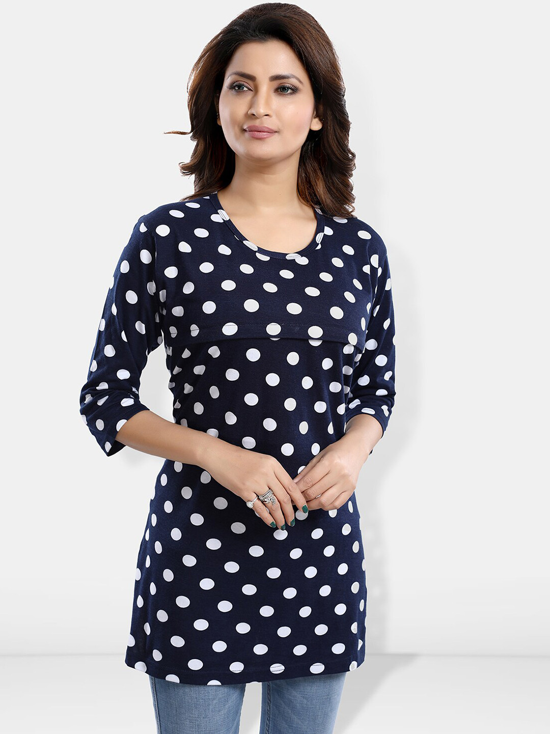 

Be You Polka Dot Printed Maternity Top, Navy blue