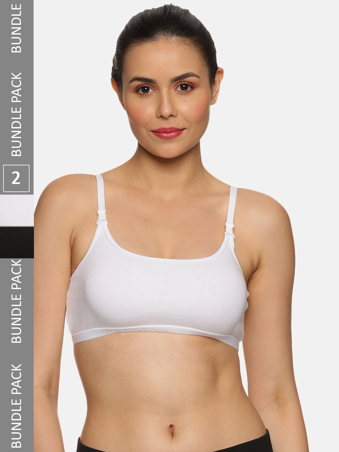 

NOT YET by us Pack Of 2 Medium Coverage Non-Padded Sports Bra MY-180-BR565-BLKWHT-36, Black