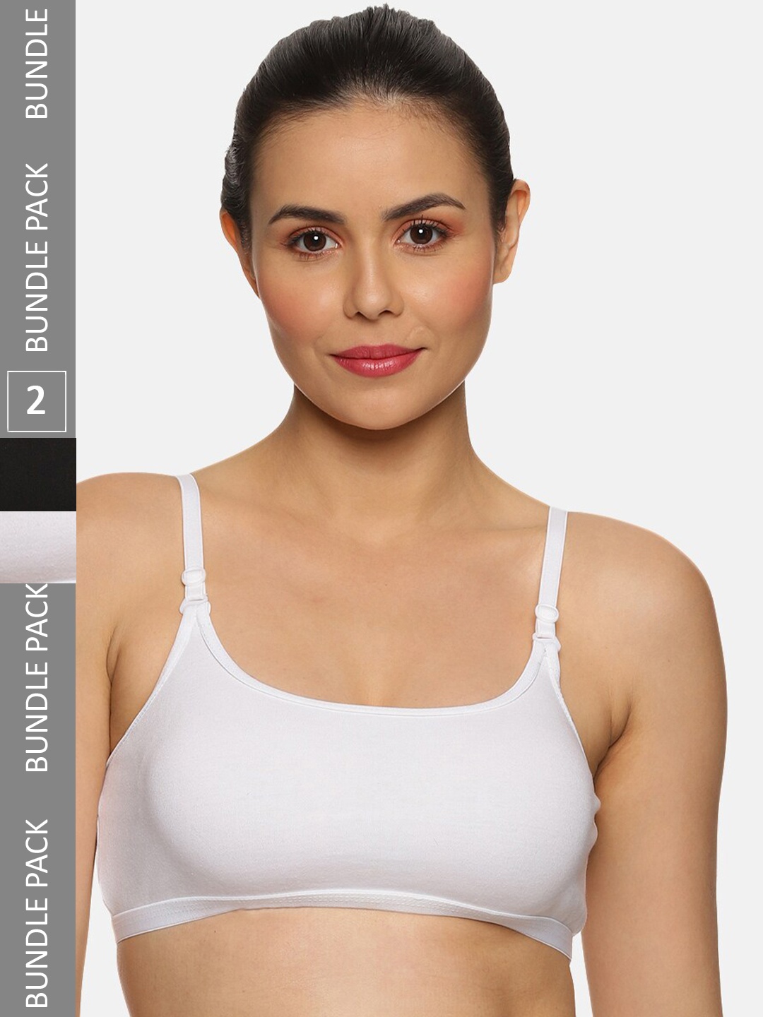 

NOT YET by us Pack of 2 Medium Coverage Non Padded Cotton Workout Bra with All Day Comfort, Black