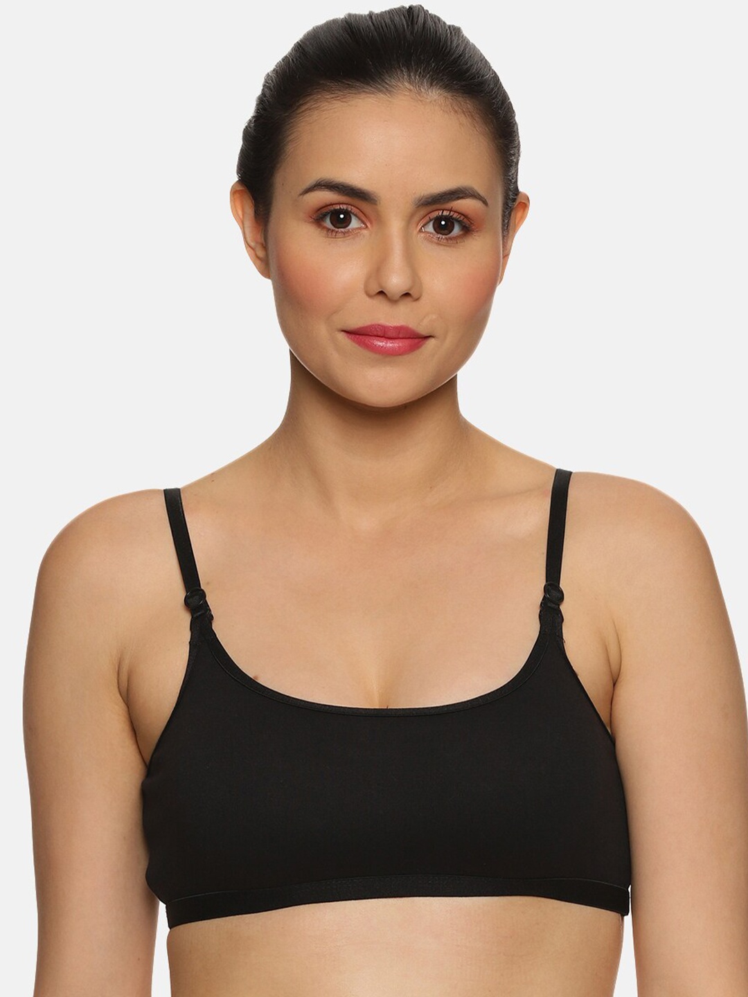 

NOT YET by us Pack of 3 Medium Coverage Non Padded Cotton Workout Bra with All Day Comfort, Black