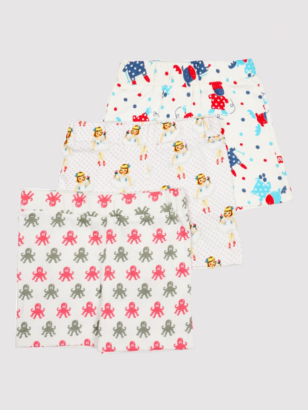 

Nino Bambino Kids Assorted Pack Of 3 Conversational Printed Organic Cotton Regular Shorts