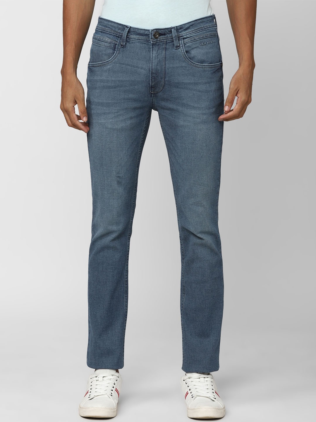 

VAN HEUSEN DENIM LABS Men Slim Fit Clean Look Light Fade Stretchable Jeans, Blue