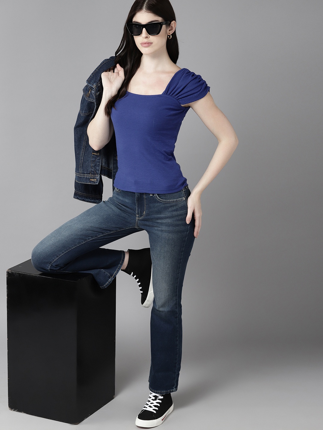 

The Roadster Life Co. Square Neck Ribbed Top, Blue