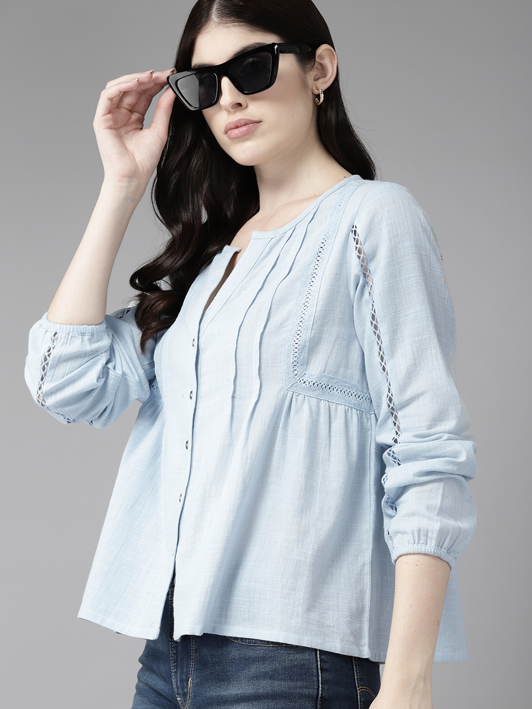 

The Roadster Life Co. Cotton Shirt Style Top, Blue