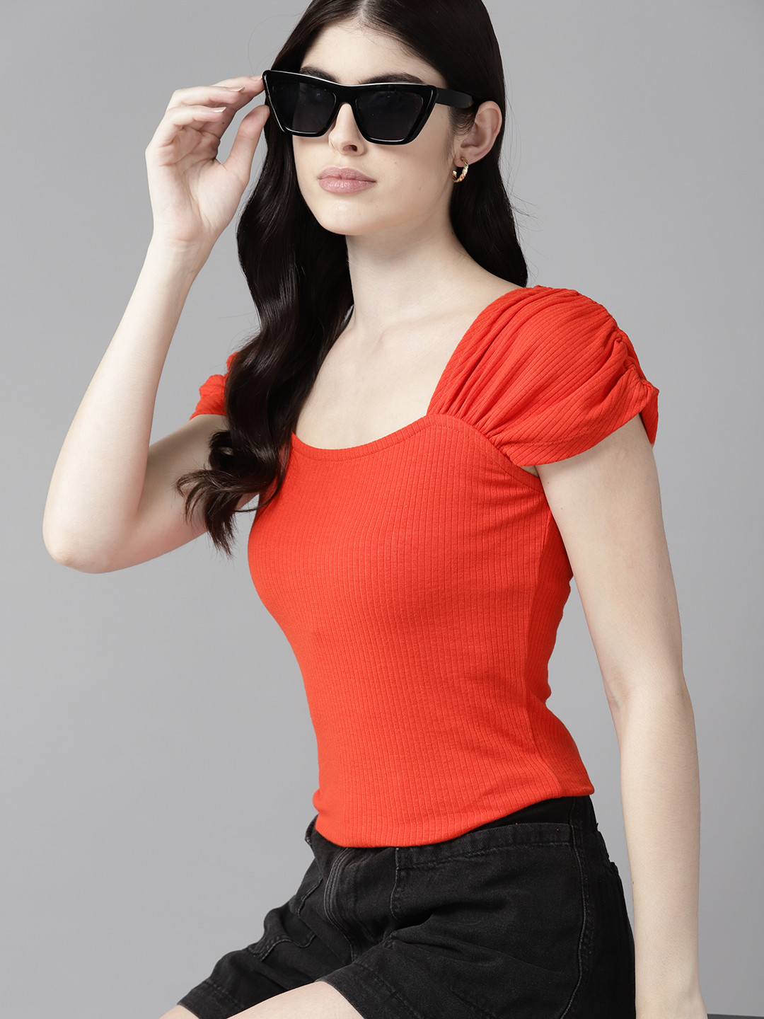 

The Roadster Life Co. Square Neck Ribbed Top, Red
