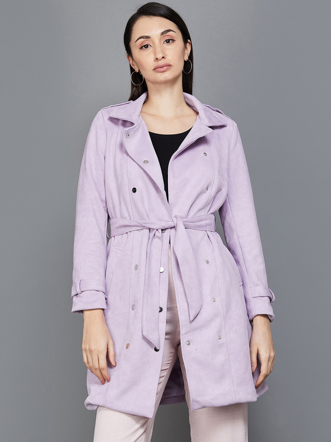 

CODE by Lifestyle Tailored Spread Collar Longline Jacket, Purple