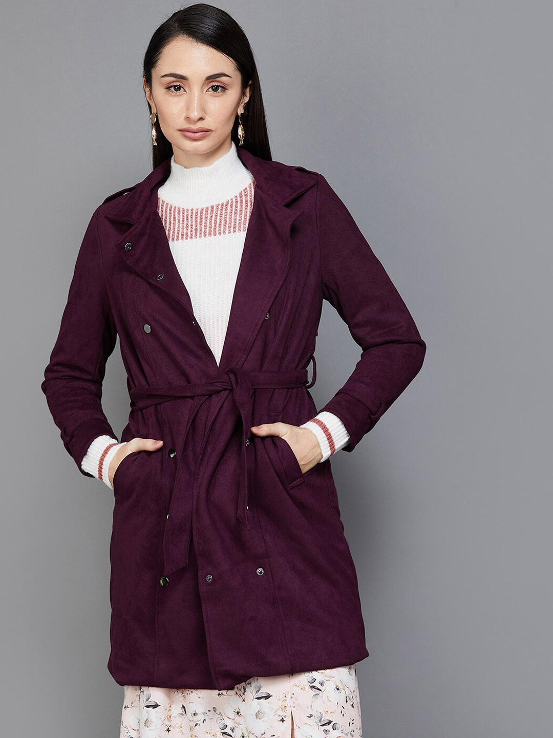 

CODE by Lifestyle Spread Collar Longline Tailored Jacket, Purple