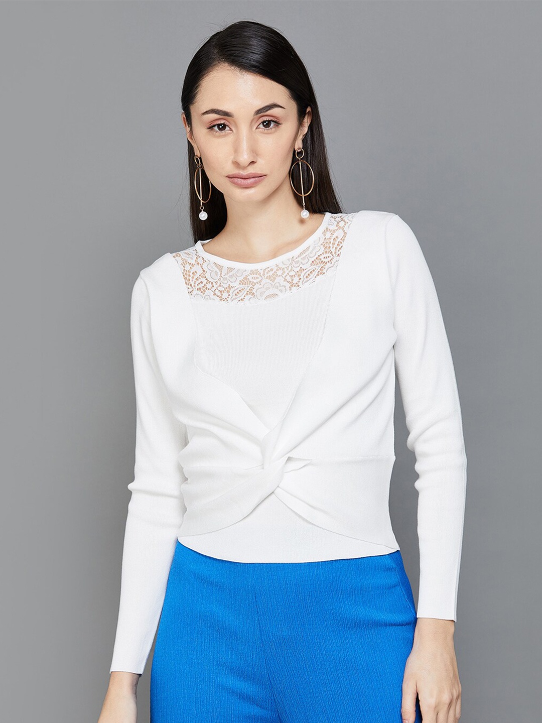 

CODE by Lifestyle Round Neck Long Sleeves Top, White