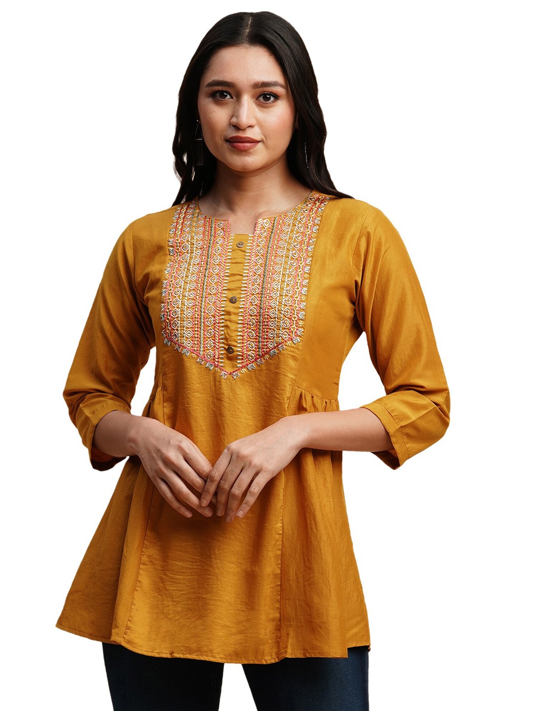 

Nimayaa Embroidered Ethnic Tunic, Mustard