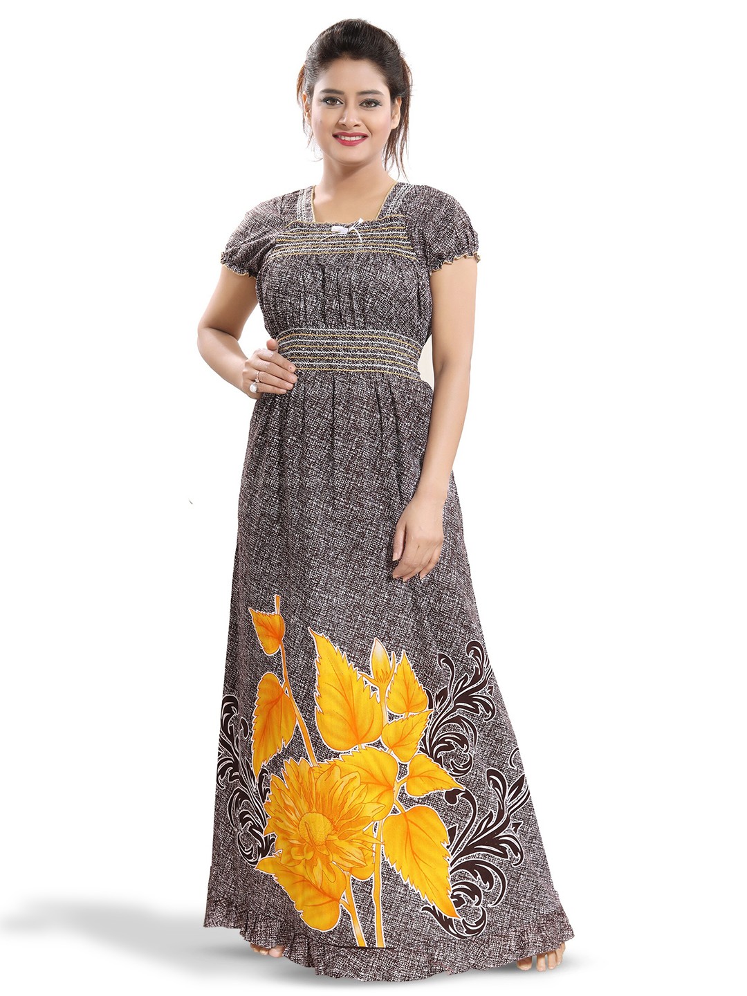 

Inner Beats Floral Printed Maxi Nightdress, Brown