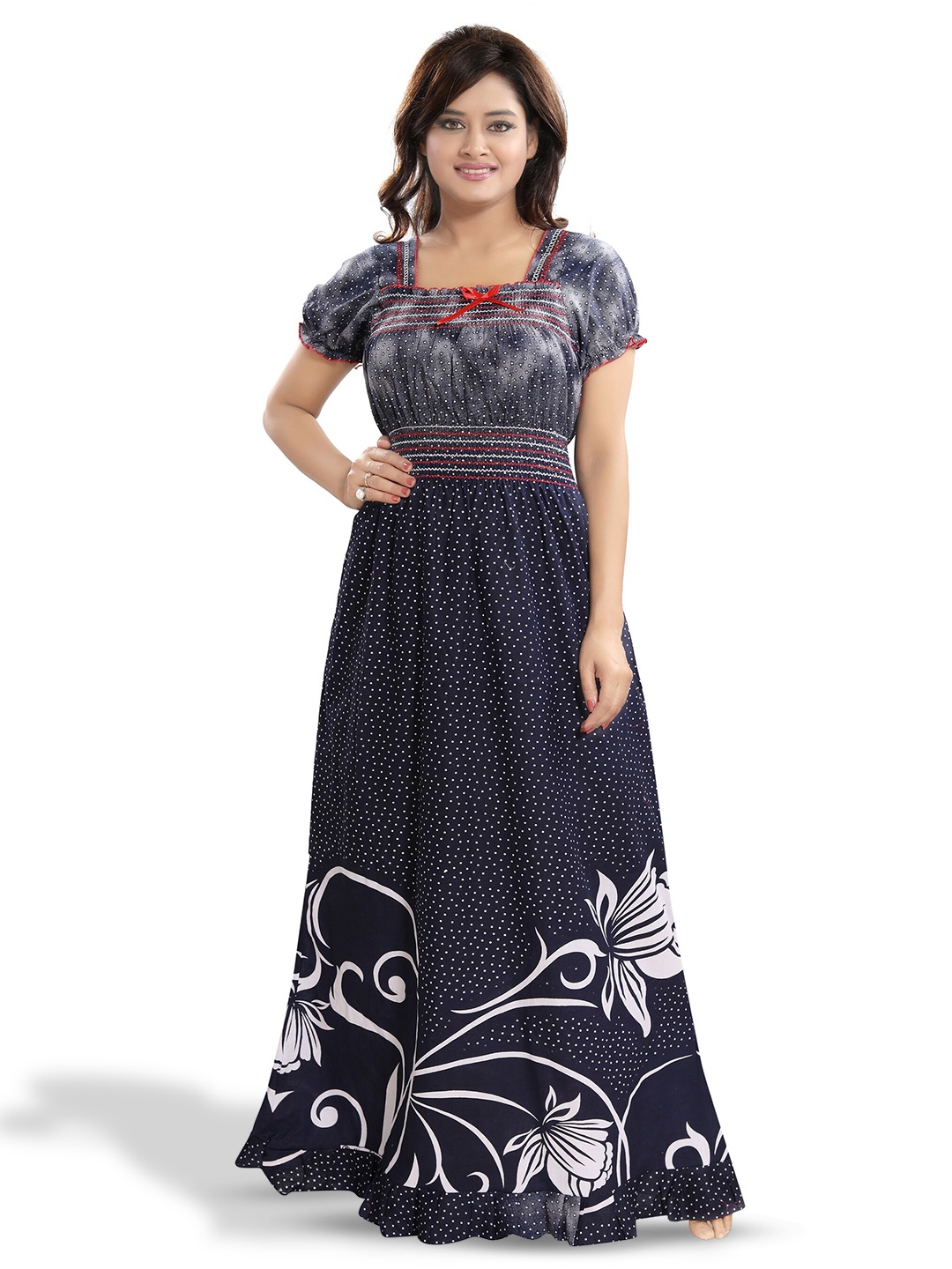 

Inner Beats Floral Printed Maxi Nightdress, Black