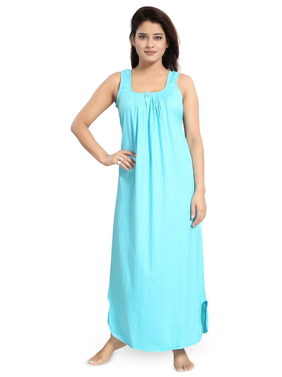 

Inner Beats Scoop Neck Maxi Nightdress, Turquoise blue