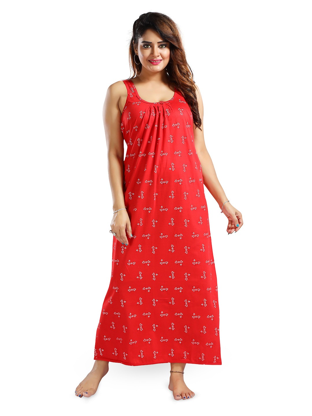 

Inner Beats Conversational Printed Maxi Nightdress, Red