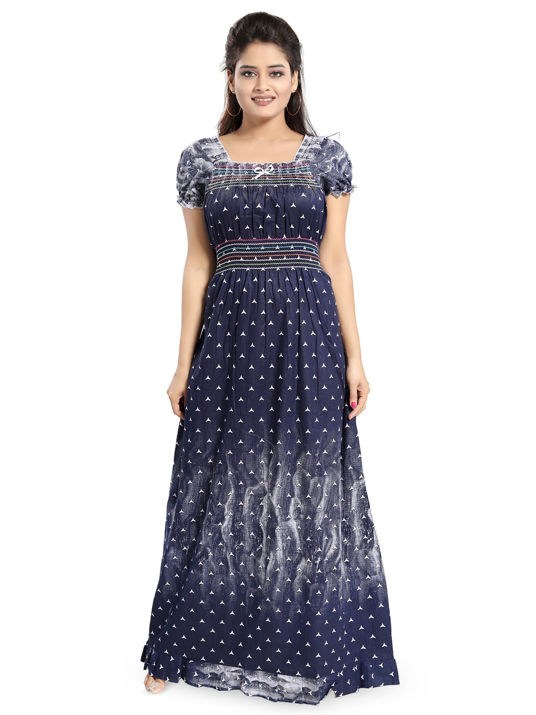 

Inner Beats Conversational Printed Maxi Nightdress, Blue