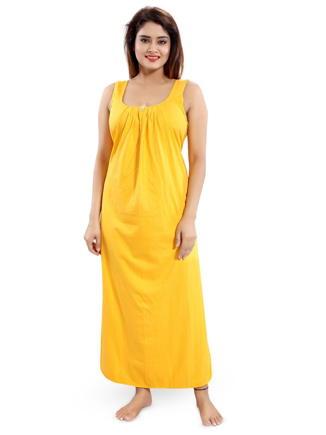 

Inner Beats Scoop Neck Maxi Nightdress, Yellow