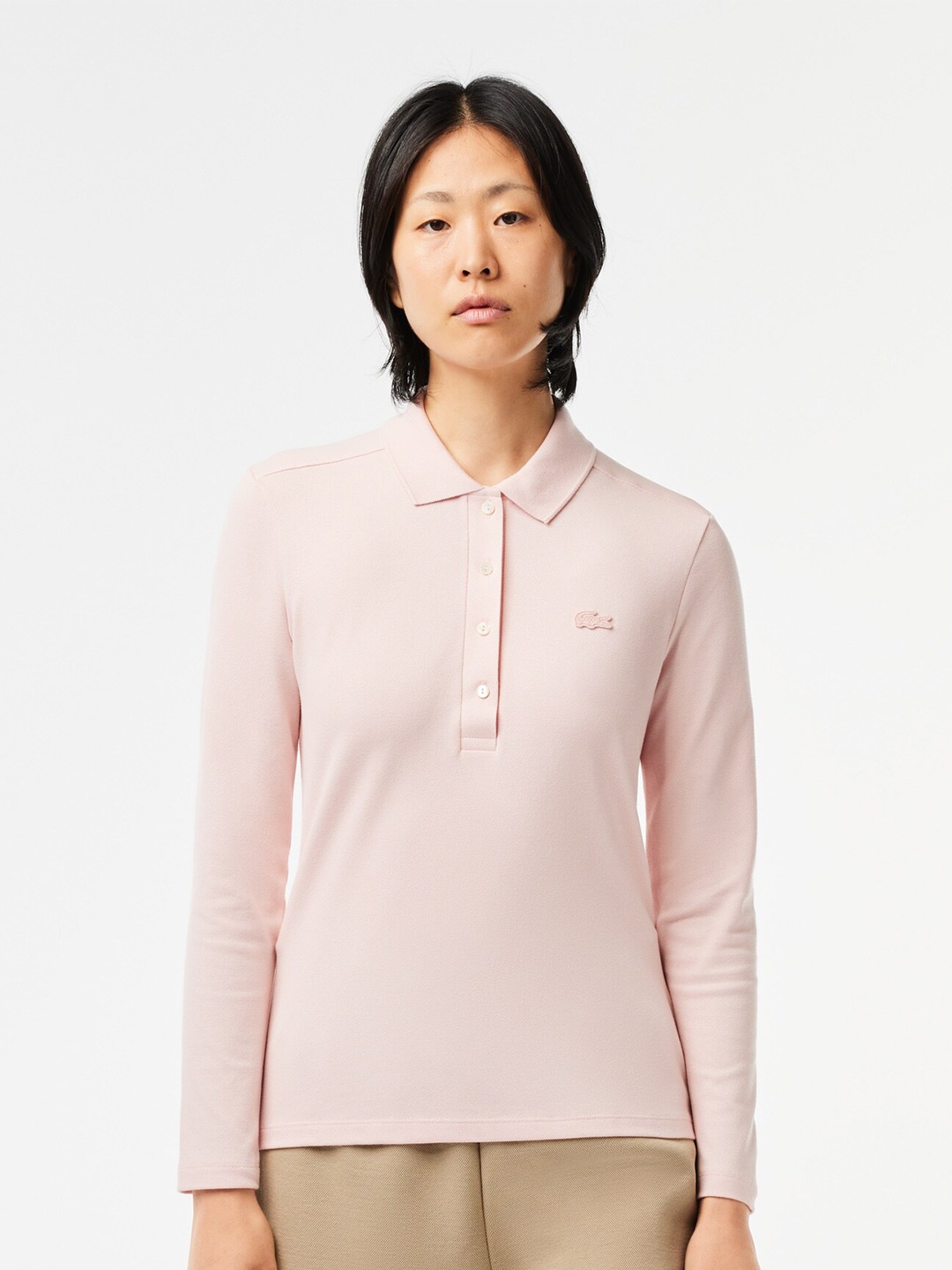 

Lacoste Women Polo Collar Slim Fit T-shirt, Pink