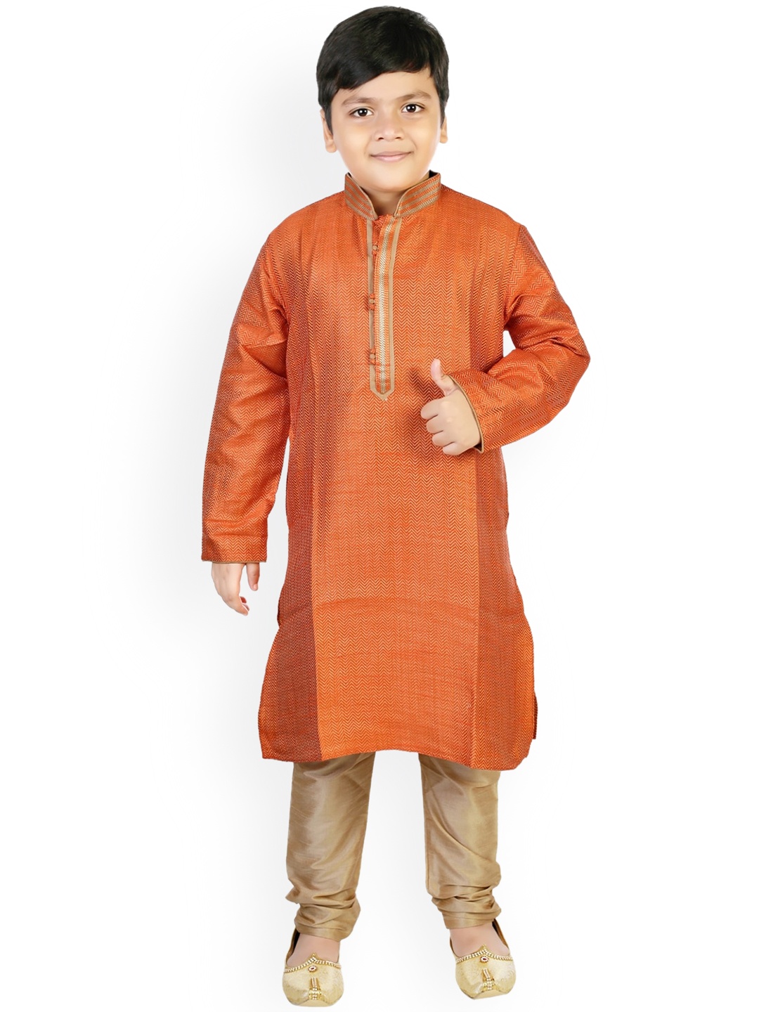 

CELEBRITY CLUB Boys Abstract Printed Kurta Set, Orange