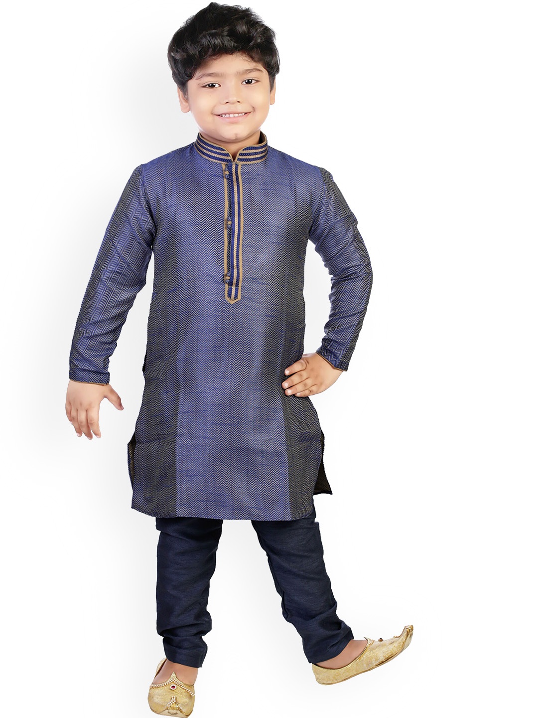 

CELEBRITY CLUB Boys Abstract Printed Kurta Set, Navy blue