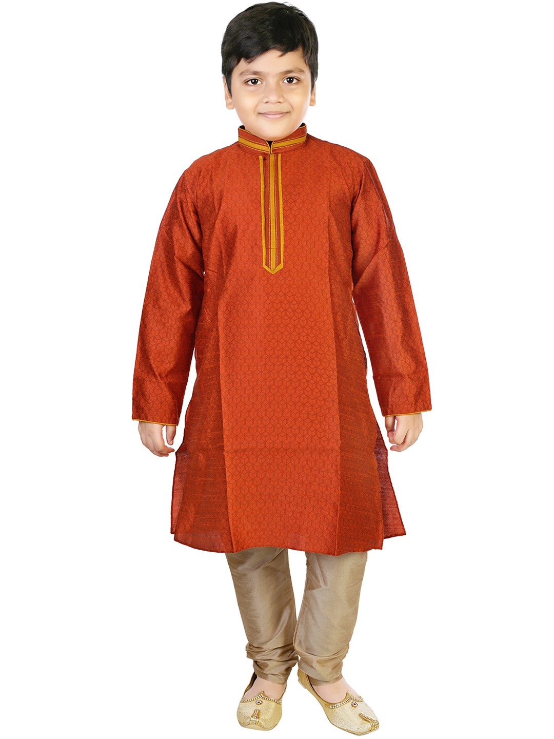 

CELEBRITY CLUB Boys Self-Design Sherwani Set, Orange