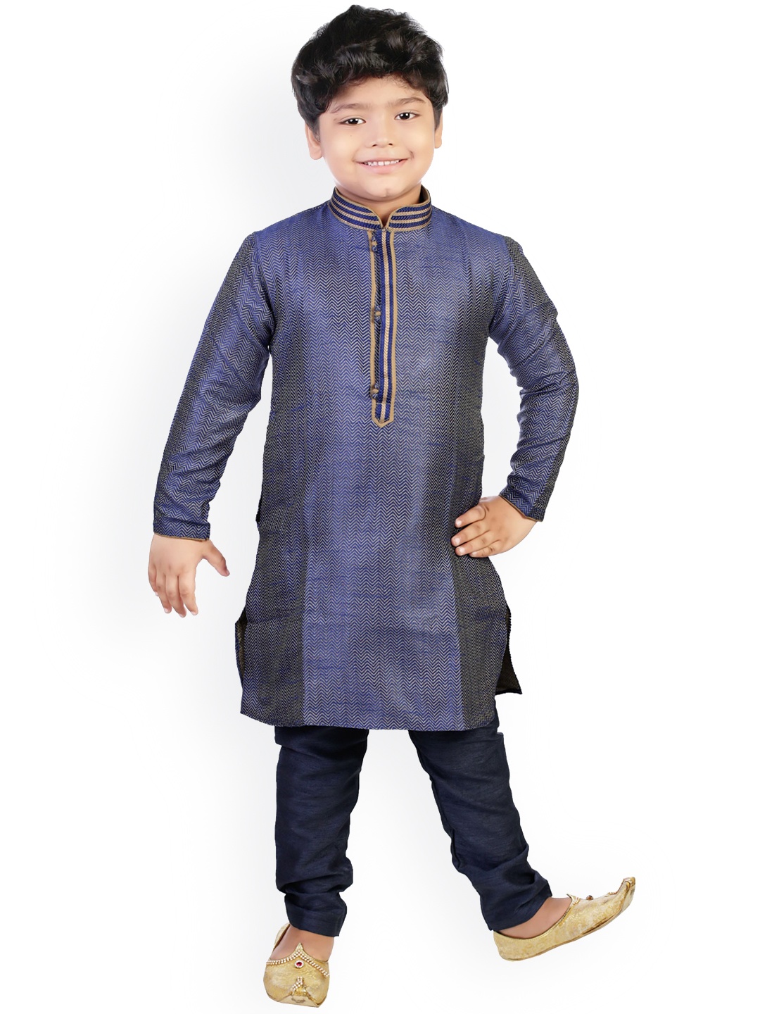 

CELEBRITY CLUB Boys Woven Design Silk Sherwani Set, Blue