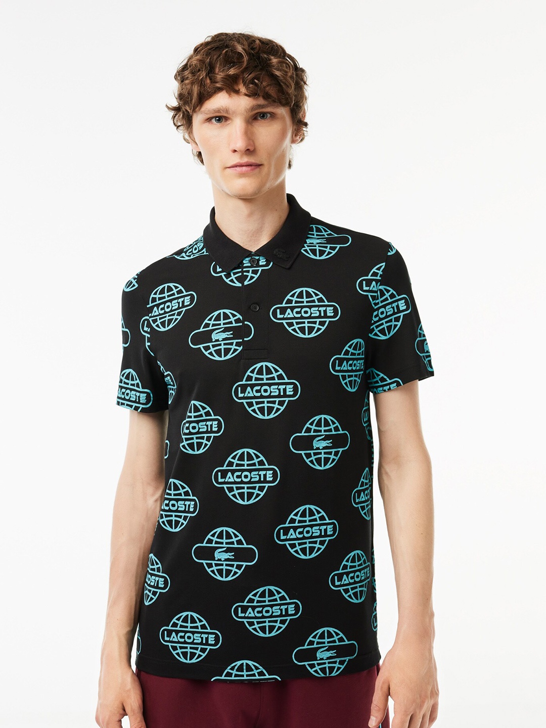 

Lacoste Conversational Printed Polo Collar T-shirt, Black