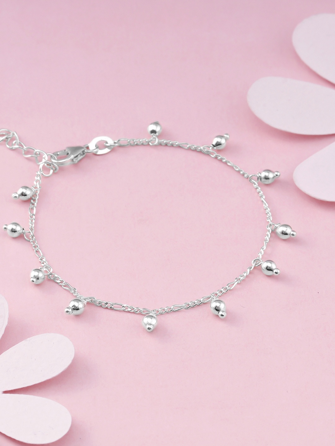

GIVA Girls 925 Sterling Silver Rhodium-Plated Beaded Anklet