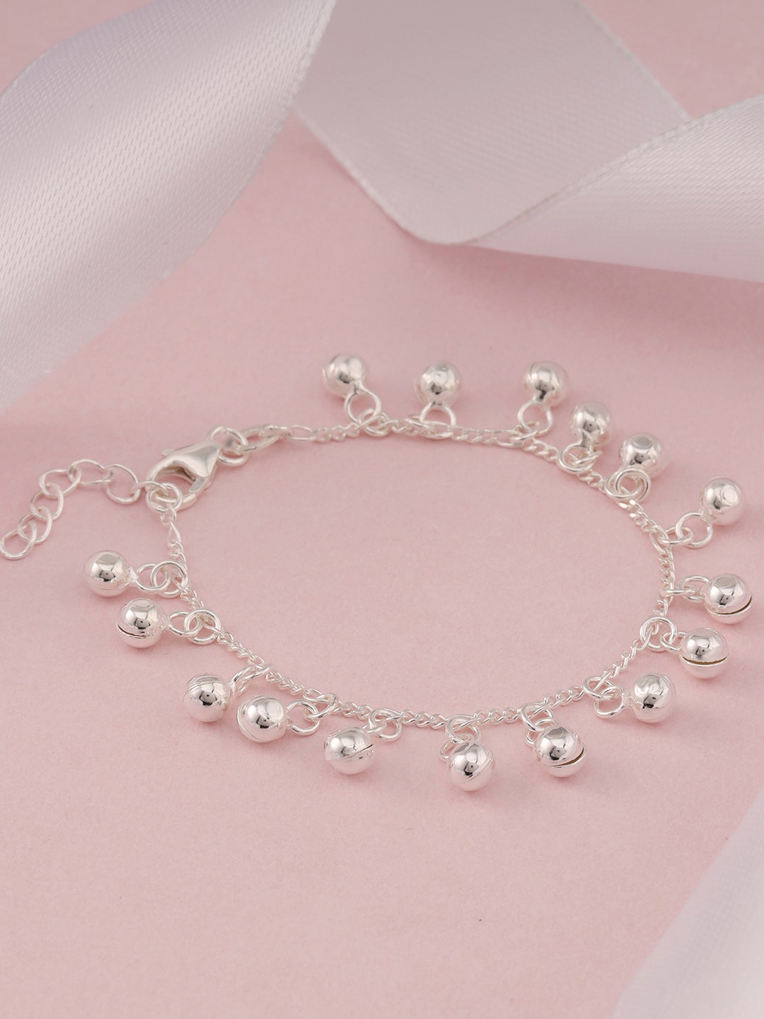 

GIVA Girls 925 Sterling Silver Rhodium-Plated Beaded Anklet