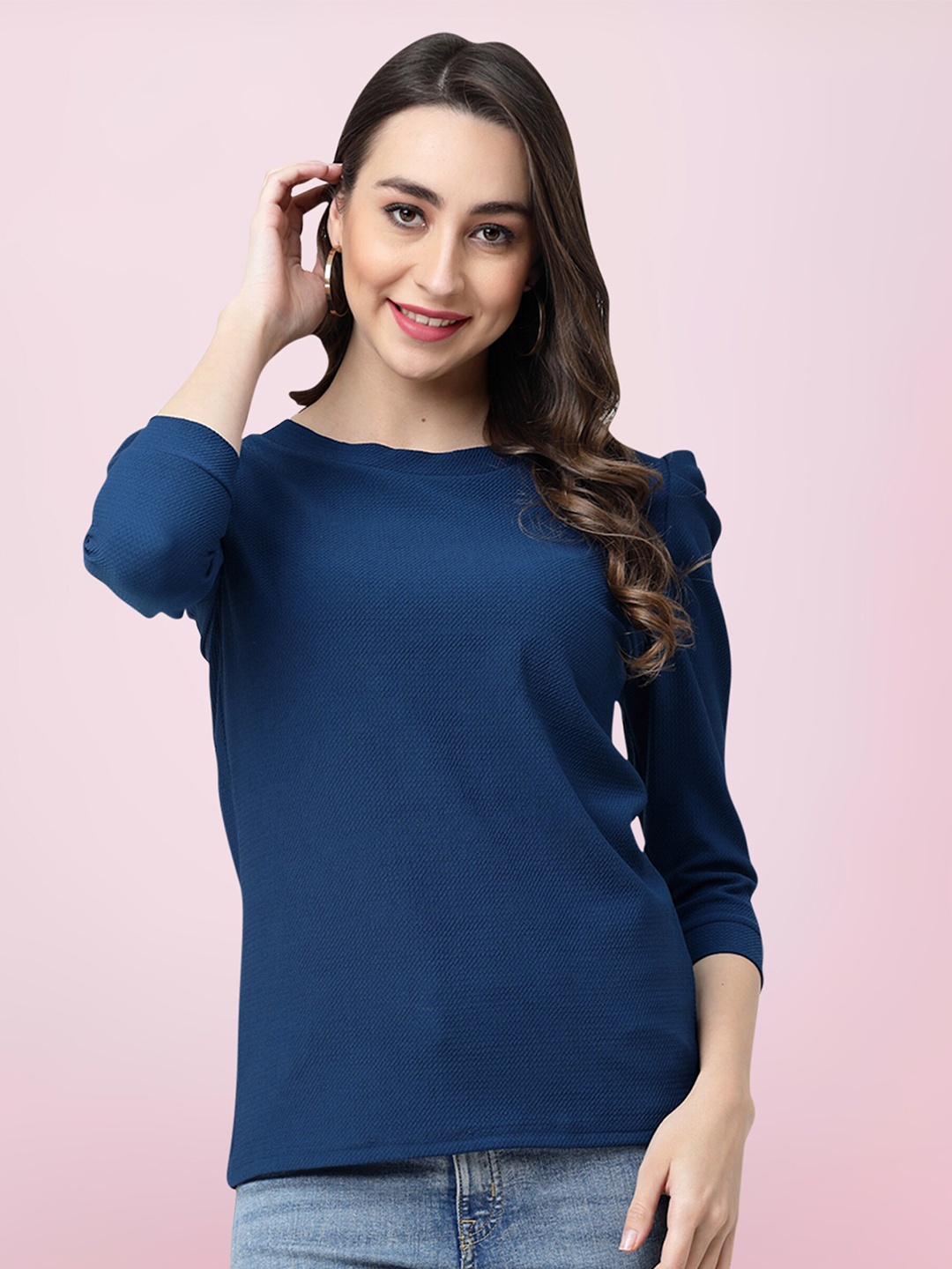 

BAESD Puff Sleeve Regular Top, Blue