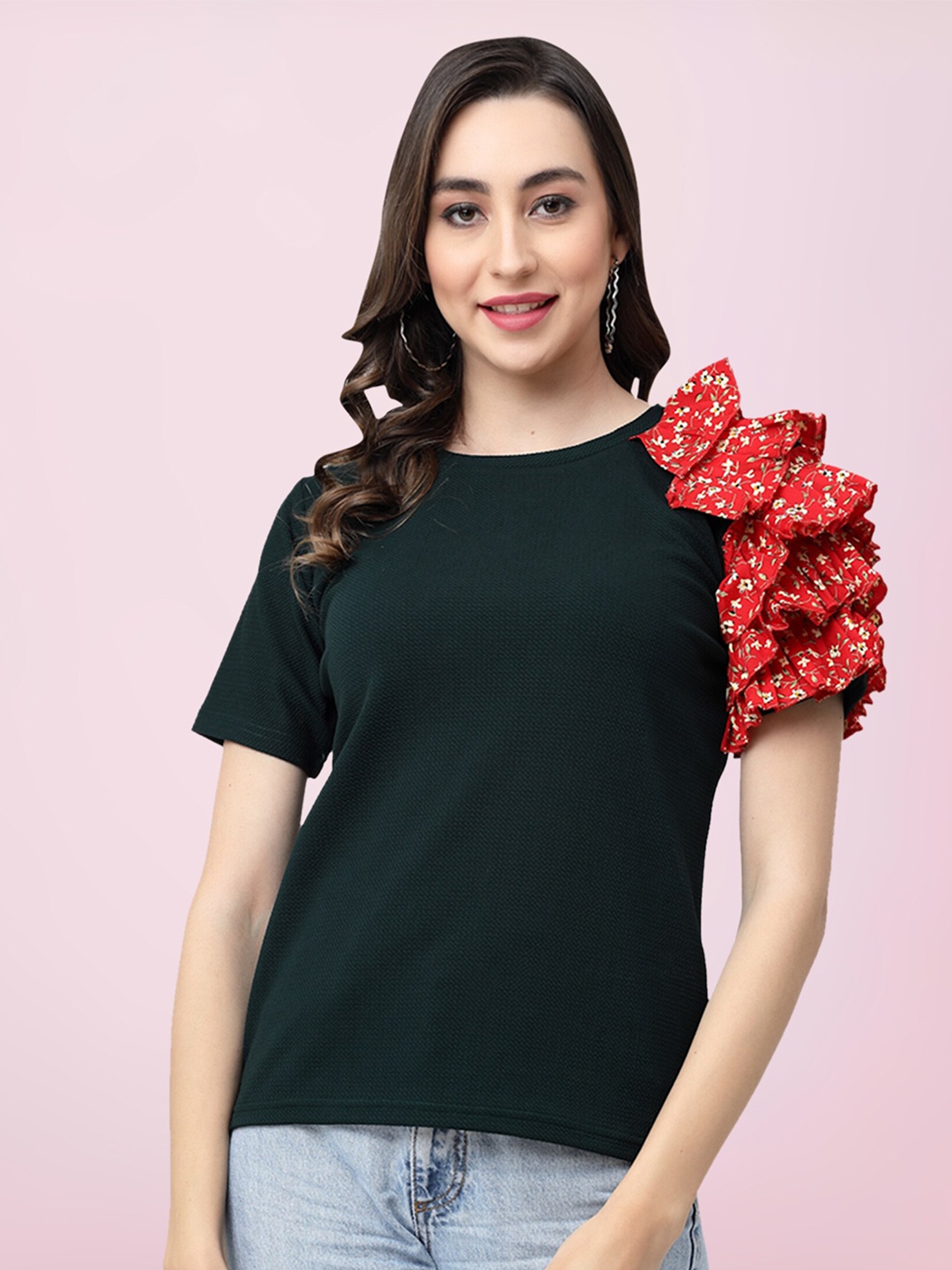 

BAESD Round Neck Casual Top, Green